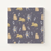 Katten in ruimte naadloos patroon Aangepaste naam Notitieboek (Achterkant)