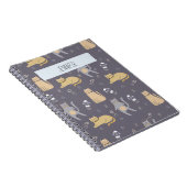 Katten in ruimte naadloos patroon Aangepaste naam Notitieboek (Rechterzijde)