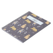 Katten in ruimte naadloos patroon Aangepaste naam Notitieboek (Linkerzijde)