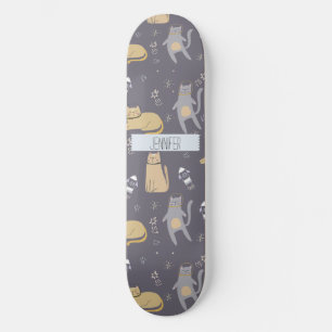 Katten in ruimte naadloos patroon Aangepaste naam Persoonlijk Skateboard