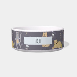 Katten in ruimte naadloos patroon Aangepaste naam Voerbakje