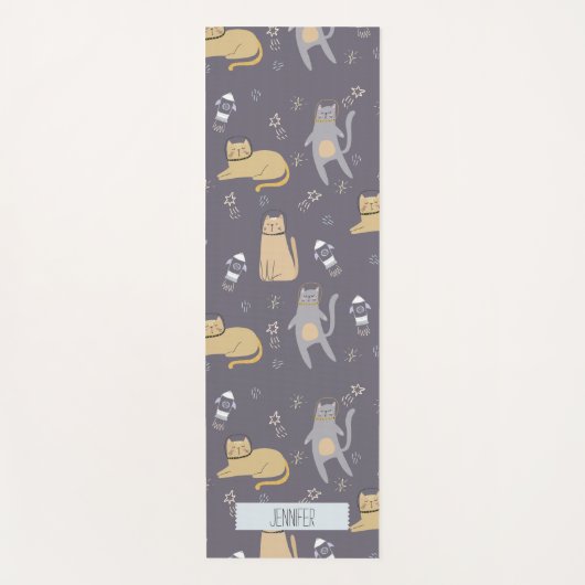 Katten in ruimte naadloos patroon Aangepaste naam Yogamat (Voorkant)