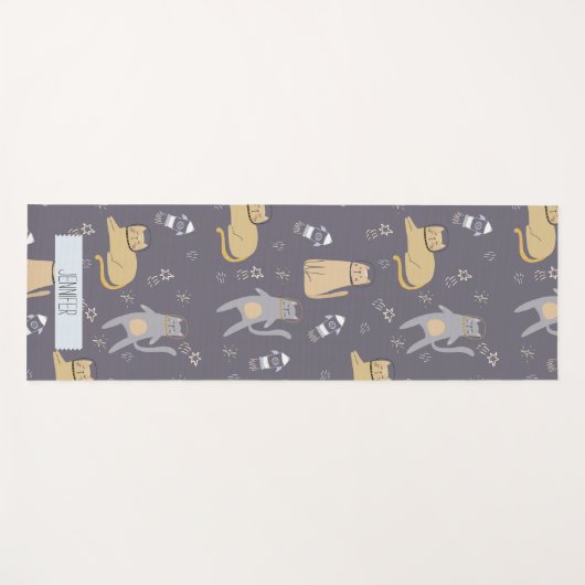 Katten in ruimte naadloos patroon Aangepaste naam Yogamat (Voorkant (horizontaal))