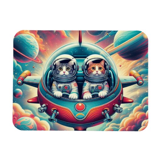 Katten in ruimtemagneten! magneet (Horizontaal)