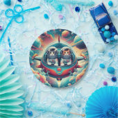 Katten in ruimtepapier borden! papieren bordje (Feest)