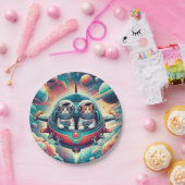 Katten in ruimtepapier borden! papieren bordje (Feest)