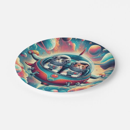 Katten in ruimtepapier borden! papieren bordje (Gekanteld)