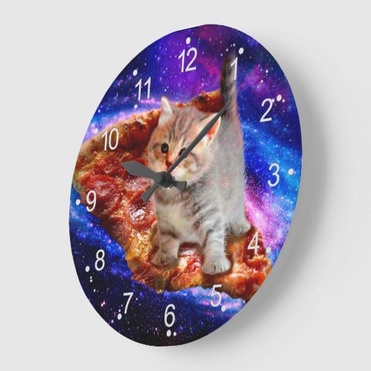 Katten in ruimtepizza grote klok (Hoek)