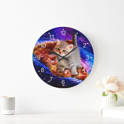 Katten in ruimtepizza grote klok (Huis)