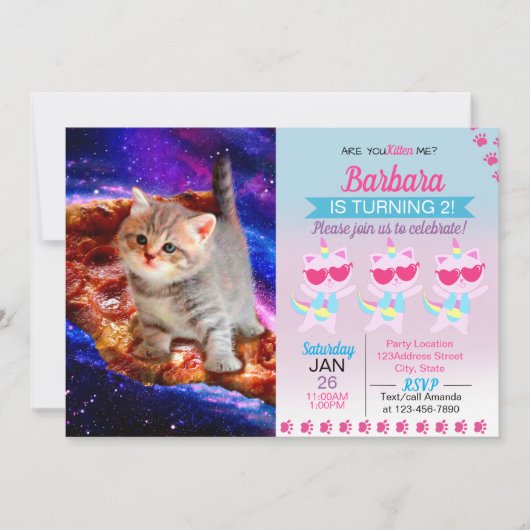 Katten in ruimtepizza kaart (Voorkant)