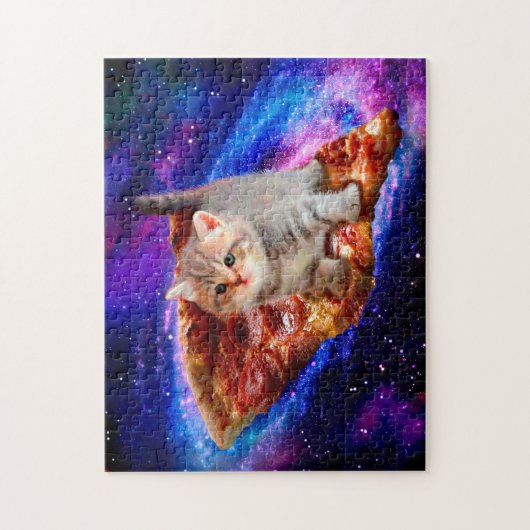 Katten in ruimtepizza legpuzzel (Verticaal)