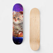 Katten in ruimtepizza persoonlijk skateboard (Voorkant)