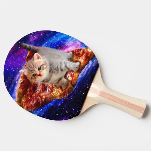 Katten in ruimtepizza tafeltennisbatje (Zijkant)