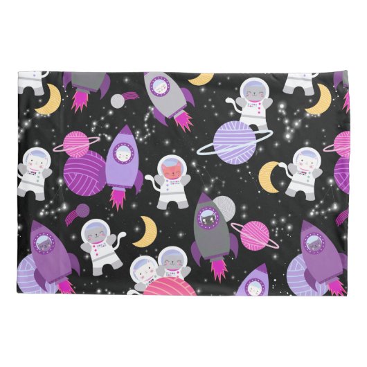 Katten in ruimtesastronaut , raketschildpadden kussensloop (Achterkant)