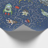 Katten in ruimteverpakkingspapier cadeaupapier (Hoek)