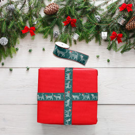 Katten in Santa Hats Blauwgroen Waterverf lint