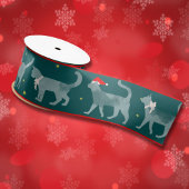 Katten in Santa Hats Blauwgroen Waterverf lint