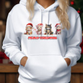 Katten in Santa hoeden en lichten Meowy Kerstmis Hoodie