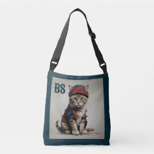 Katten in Schotse vermomming - charmante tartan ka Crossbody Tas