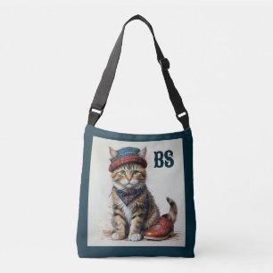 Katten in Schotse vermomming - charmante tartan ka Crossbody Tas