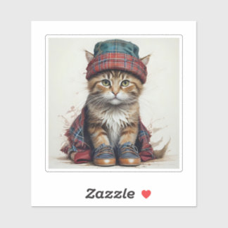 Katten in Schotse vermomming - charmante tartan ka Sticker
