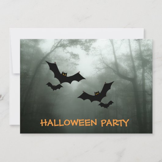 Katten in Spooky Trees Halloween Party Invitation Kaart (Voorkant)