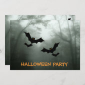 Katten in Spooky Trees Halloween Party Invitation Kaart (Voorkant / Achterkant)