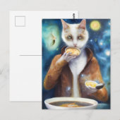 Katten in springpak die soep eten AI genereerde ku Briefkaart (Voorkant / Achterkant)