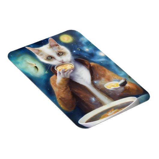 Katten in springpak die soep eten AI genereerde ku Magneet (Rechterzijde)