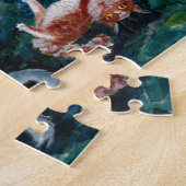 Katten in Stary Night Geïnspireerd Waterverf Schil Legpuzzel (Zijkant)