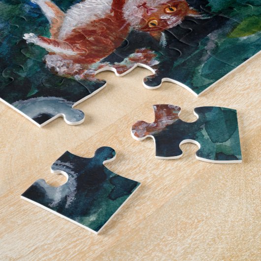 Katten in Stary Night Geïnspireerd Waterverf Schil Legpuzzel (Zijkant)