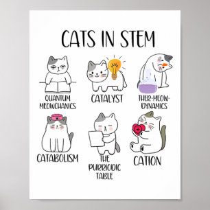 Katten in STEM grappige wetenschap meme wetenschap Poster