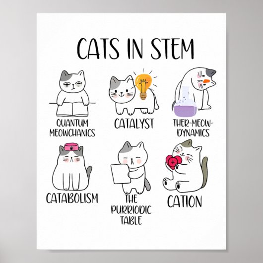 Katten in STEM grappige wetenschap meme wetenschap Poster (Voorkant)