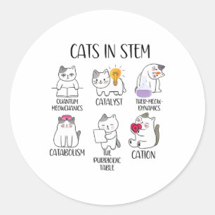 Katten in STEM grappige wetenschap meme wetenschap Ronde Sticker