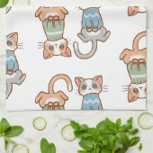 Katten in Truien Herfst Katten Schattige Kawaii Di Theedoek (Gevouwen)