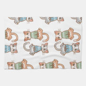 Katten in Truien Herfst Katten Schattige Kawaii Di Theedoek (Horizontaal)