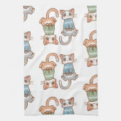 Katten in Truien Herfst Katten Schattige Kawaii Di Theedoek (Verticaal)