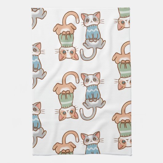 Katten in Truien Herfst Katten Schattige Kawaii Di Theedoek (Verticaal)