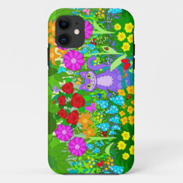 Katten in Tuin Kleurrijke Kunst Bloemen Vlinders iPhone 11 Hoesje