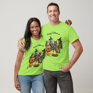 Katten in verkleed Halloween kampvuur T-shirt