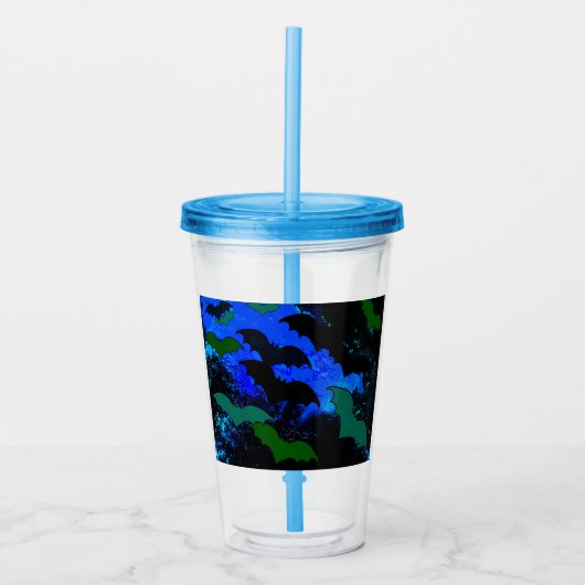 Katten in vliegblauw acryl drinkbeker (Voorkant)