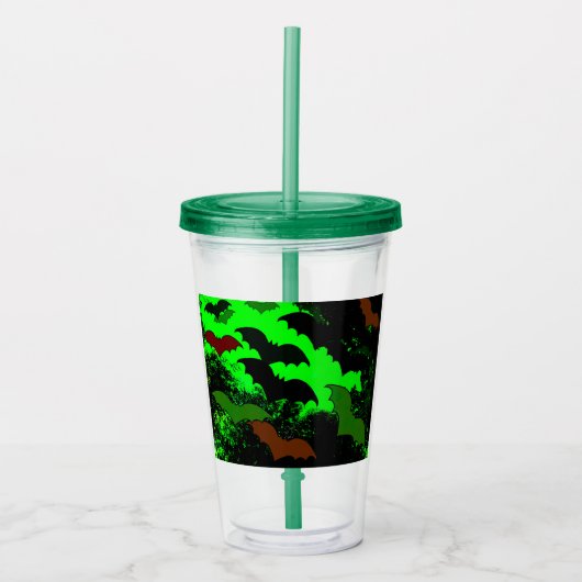 Katten in vlucht - groen acryl drinkbeker (Voorkant)