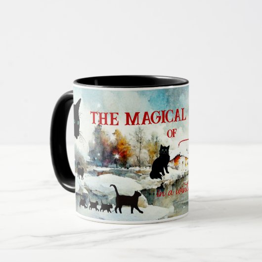 Katten in Winter Wonderland Magische Mok (Voorkant links)
