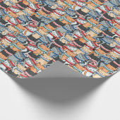 Katten in winterschijven en Petten patroonstructuu Cadeaupapier (Hoek)