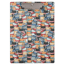 Katten in winterschijven en Petten patroonstructuu Klembord