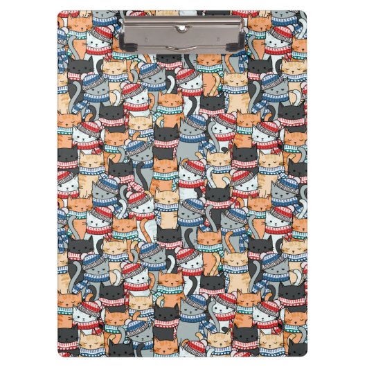 Katten in winterschijven en Petten patroonstructuu Klembord (Voorkant)