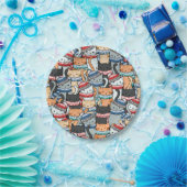 Katten in winterschijven en Petten patroonstructuu Papieren Bordje (Feest)