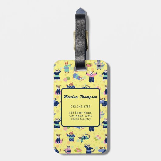 Katten in Yukata Bagagelabel (Achterkant verticaal)