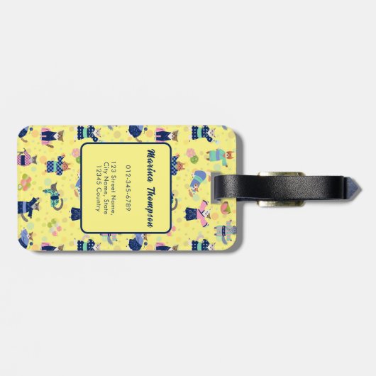 Katten in Yukata Bagagelabel (Achterkant horizontaal)