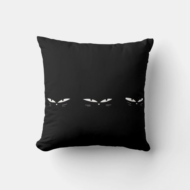 Katten in zwart kussen (Voorkant)